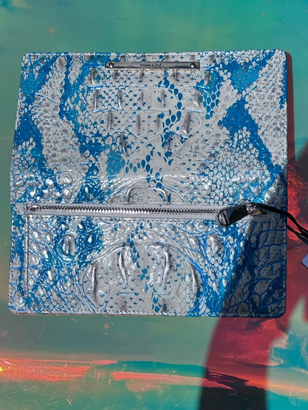 NWT Brahmin Ady Teal & White Leather Wallet in Mesmerized Melbourne - Picture 5 of 12